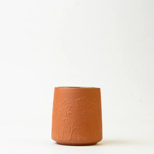 Lotus Motif Terracotta Glass