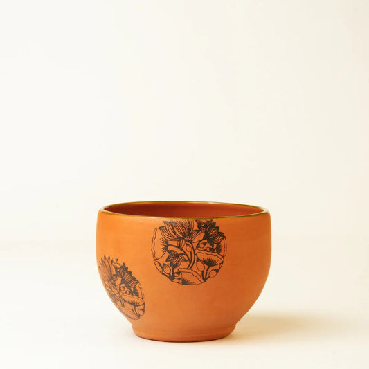Terracotta Bowl – With Hand-Painted Floral Bloom Design