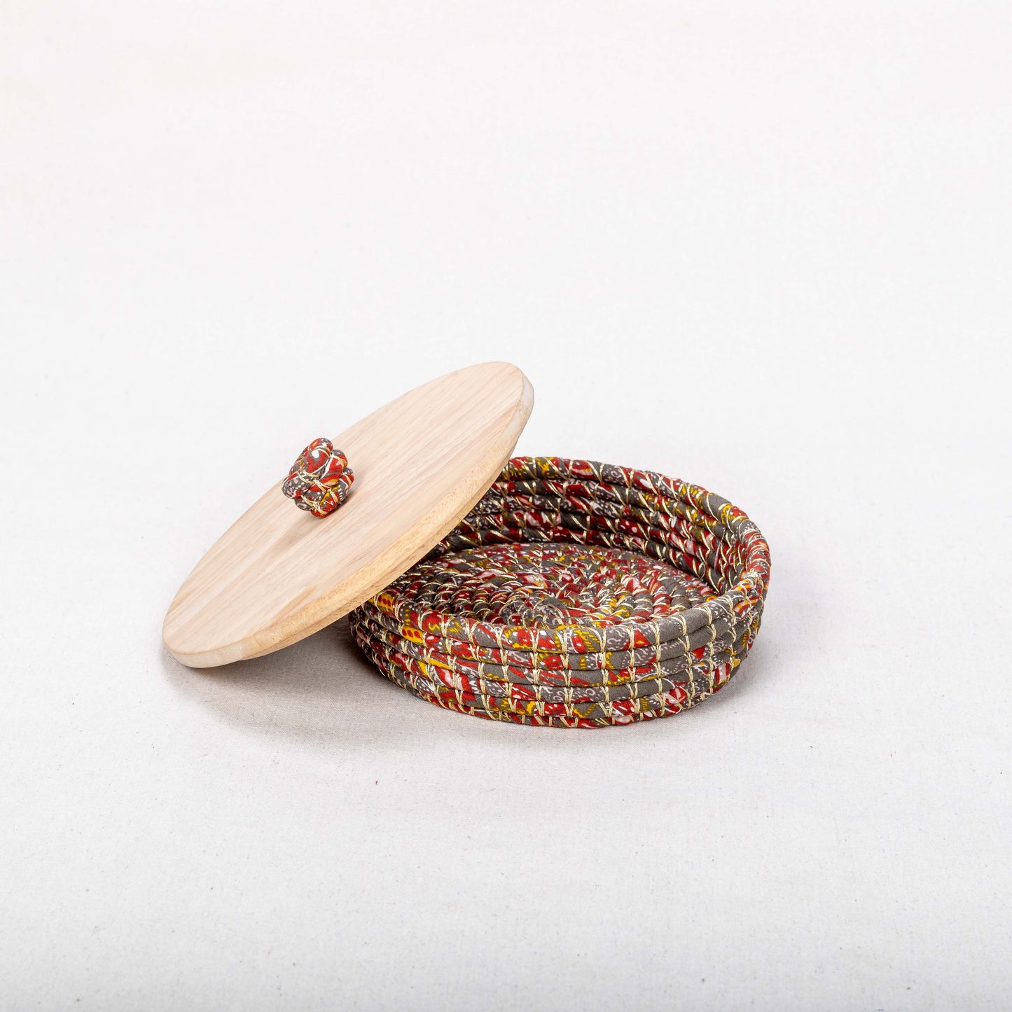 Handwoven Basket with a wooden Lid