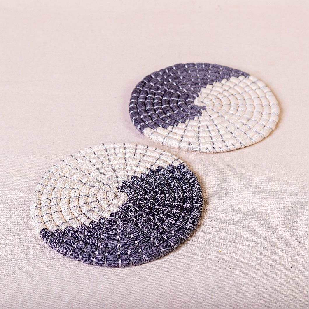 Handwoven Coasters 8"– Yin Yang (Set of 2)