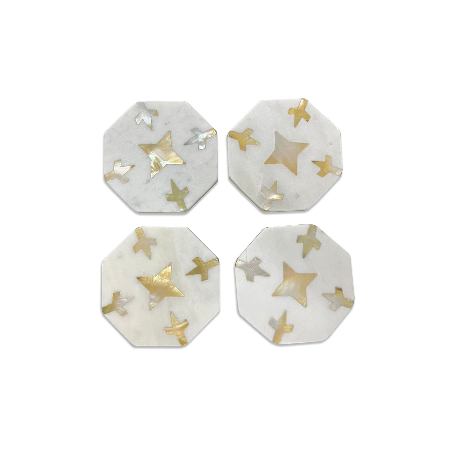 Handcrafted Marble Inlay Coasters – Set of 4