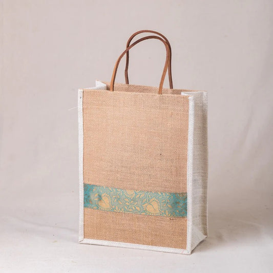 Handmade Jute Gift Bag with Silk Patch