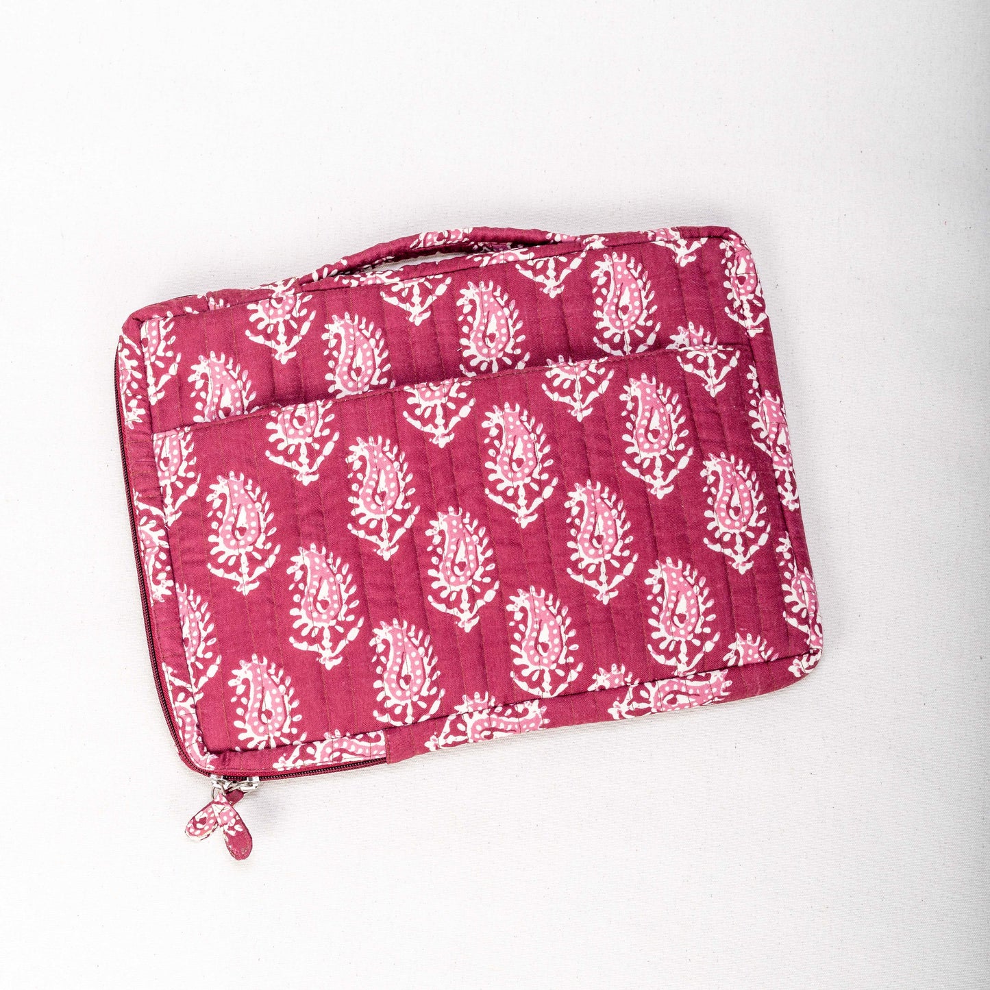 Quilted Paisley Laptop Sleeve - Wine