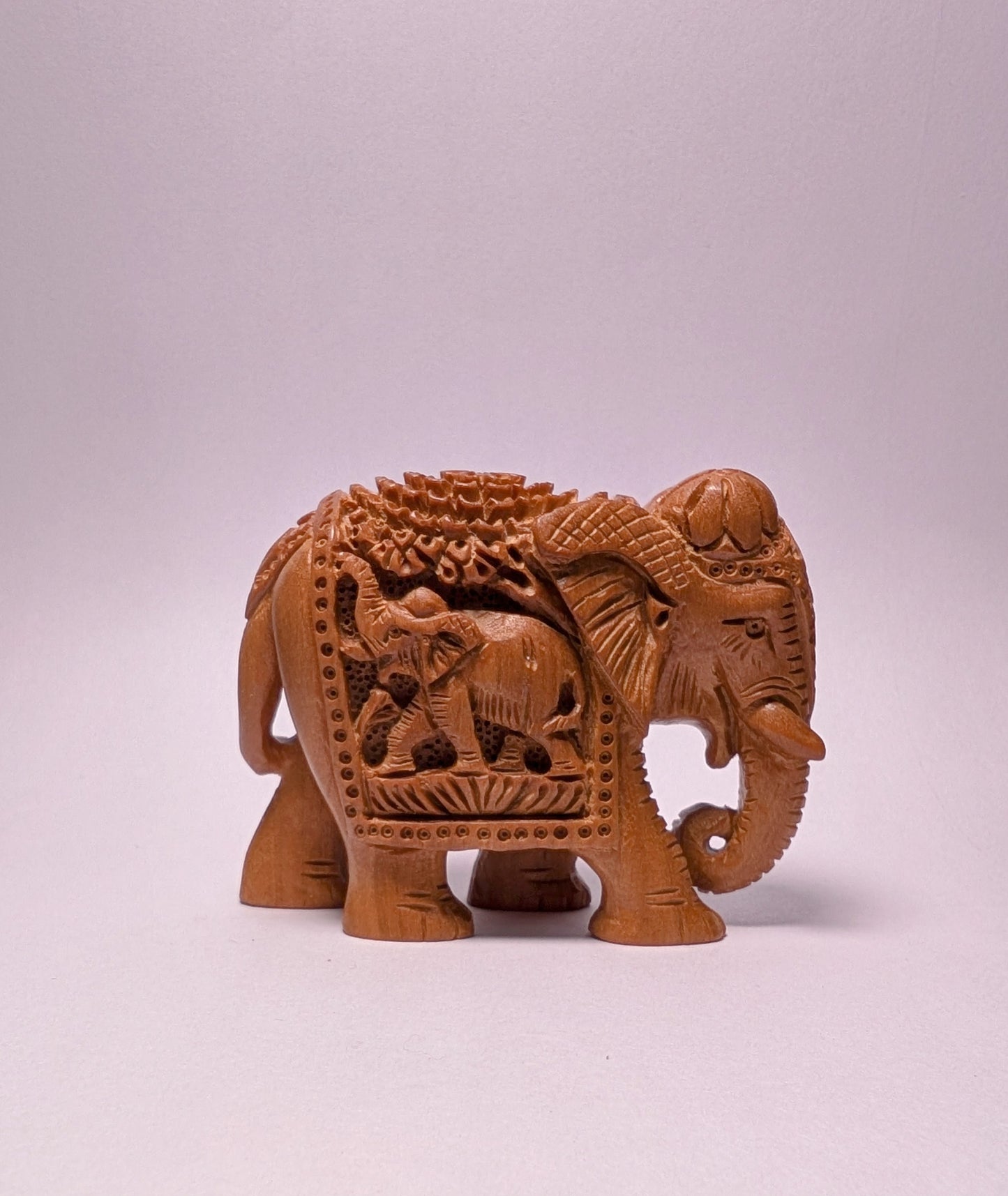 Handcraved Jali Elephant with Baby Elephant Inside