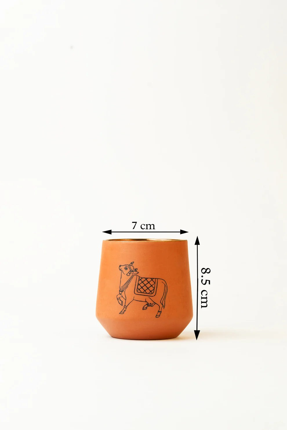 Pichwai Art Inspired Terracotta Glass - Bull Motif