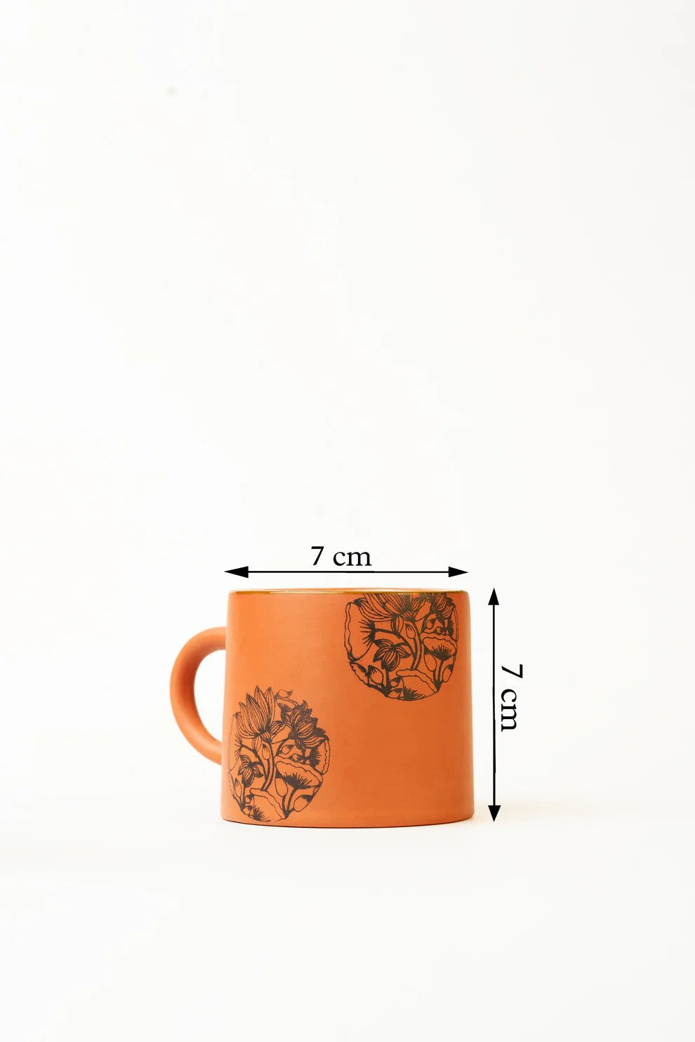Terracotta Cup - With Hand Painted Floral Bloom Design