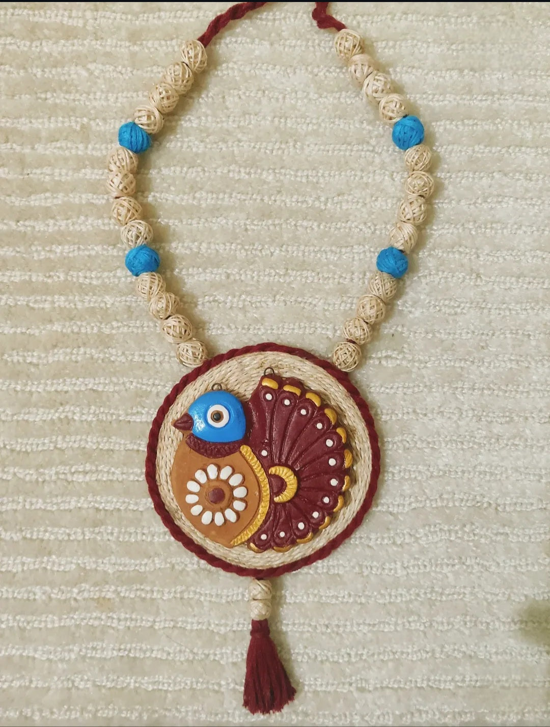 Handcrafted Banana Fibre Jewelry Set – Bird Motif Design from Uttar Pradesh, India