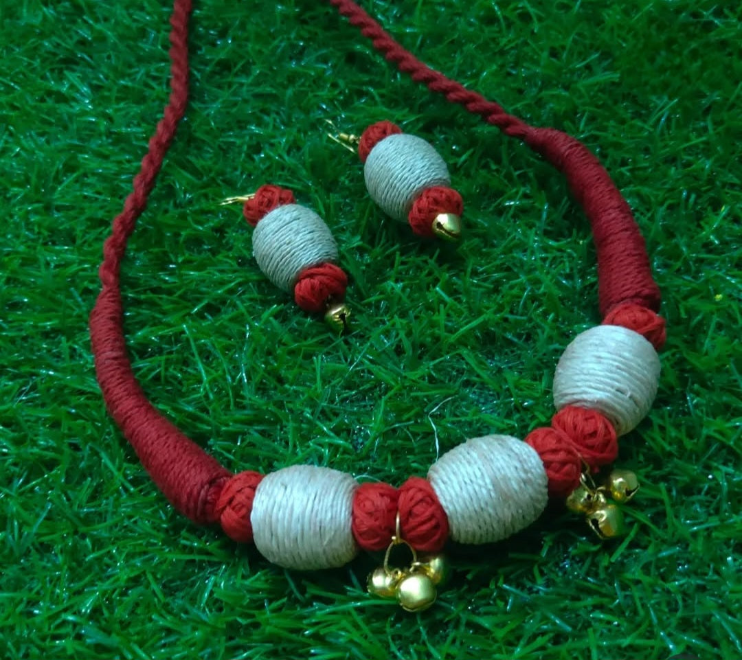 Handcrafted Banana Fibre Jewelry Set - Made in Uttar Pradesh, India