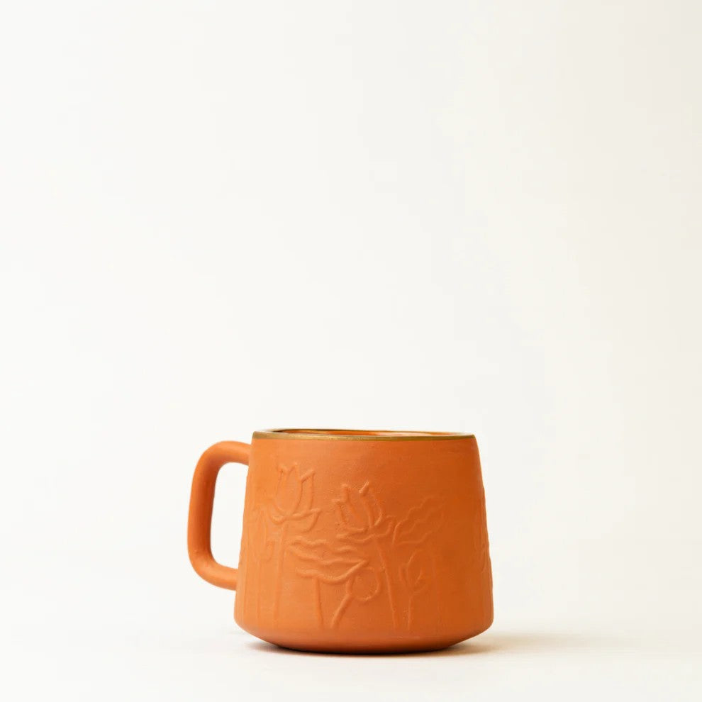 Lotus Motif Terracotta Cup