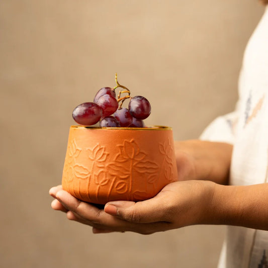 Lotus Motif Terracotta Small Bowl
