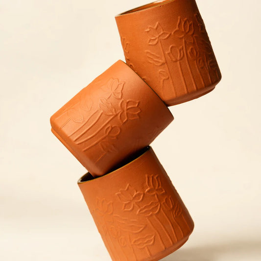 Lotus Motif Terracotta Glass