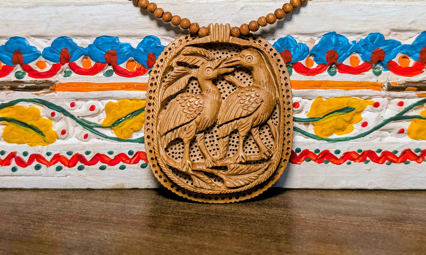 Handcrafted Wooden Necklace – Harmony Birds Design