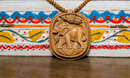 Handcrafted Wooden Necklace – Royal Elephant Motif
