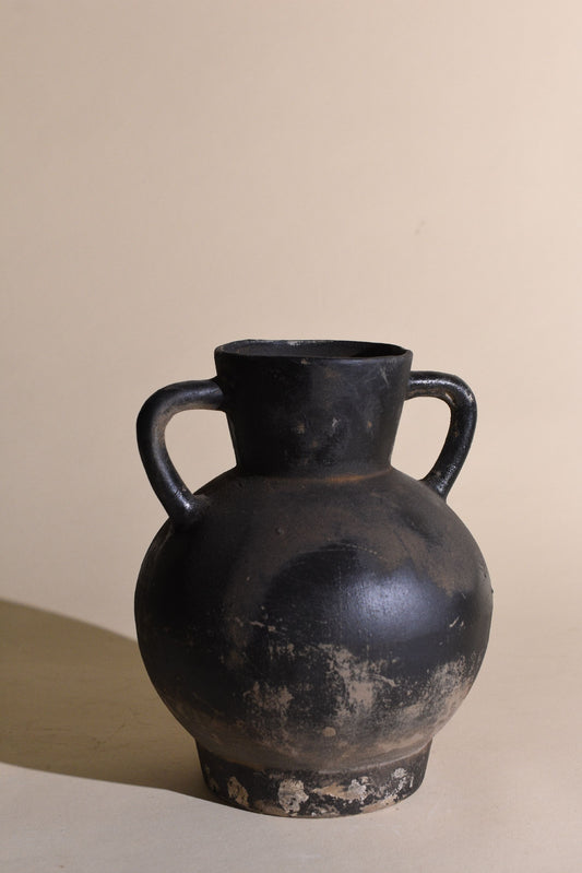 Antique Noir Amphora Vase - Rustic Artisan Collection