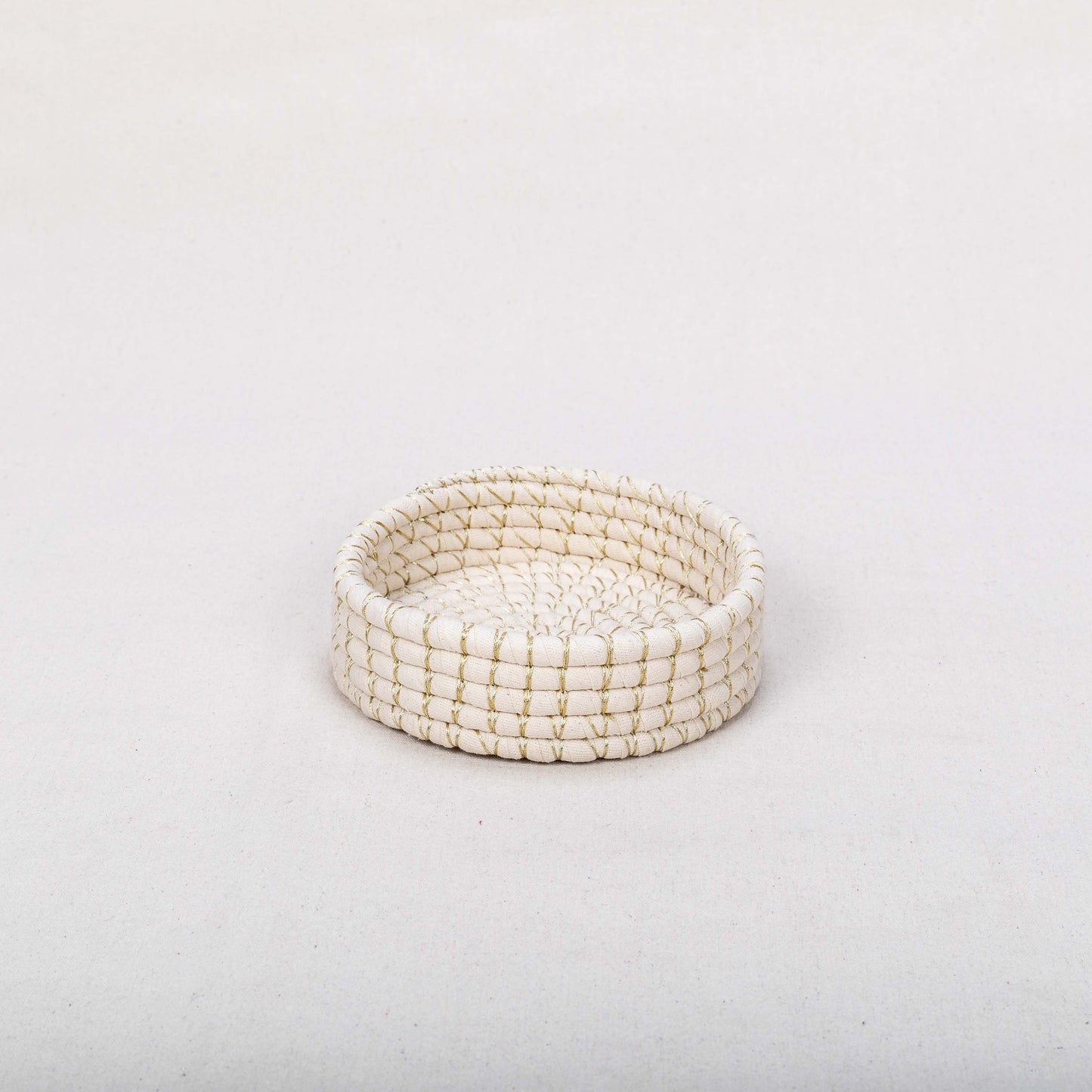 Handwoven Cream Rope Basket – Small Round Organizer