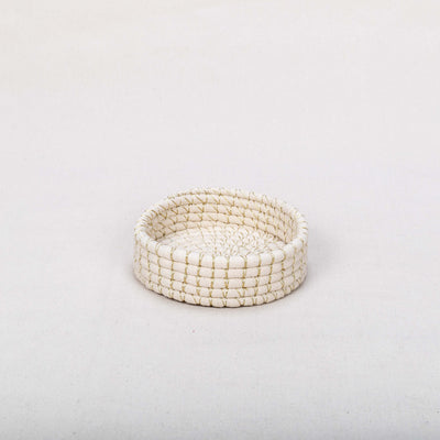 Handwoven Cream Rope Basket – Small Round Organizer