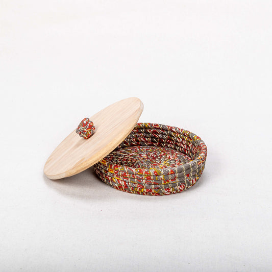 Handwoven Basket with a wooden Lid