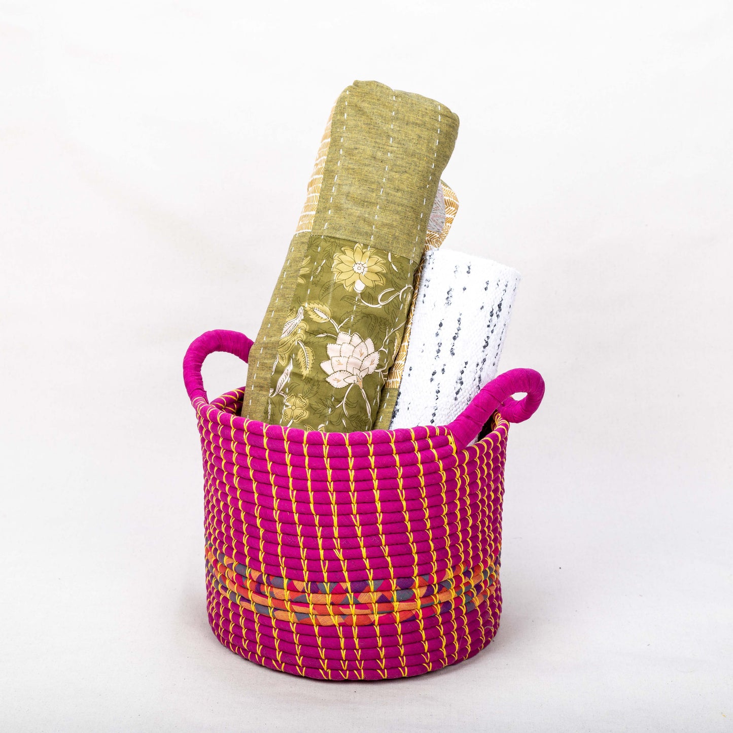 Set of Handwoven Rope Baskets with Handles