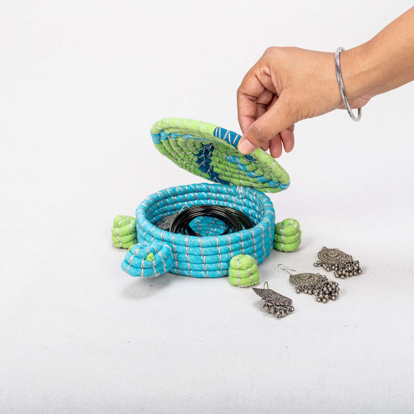 Handwoven Colorful Turtle Basket