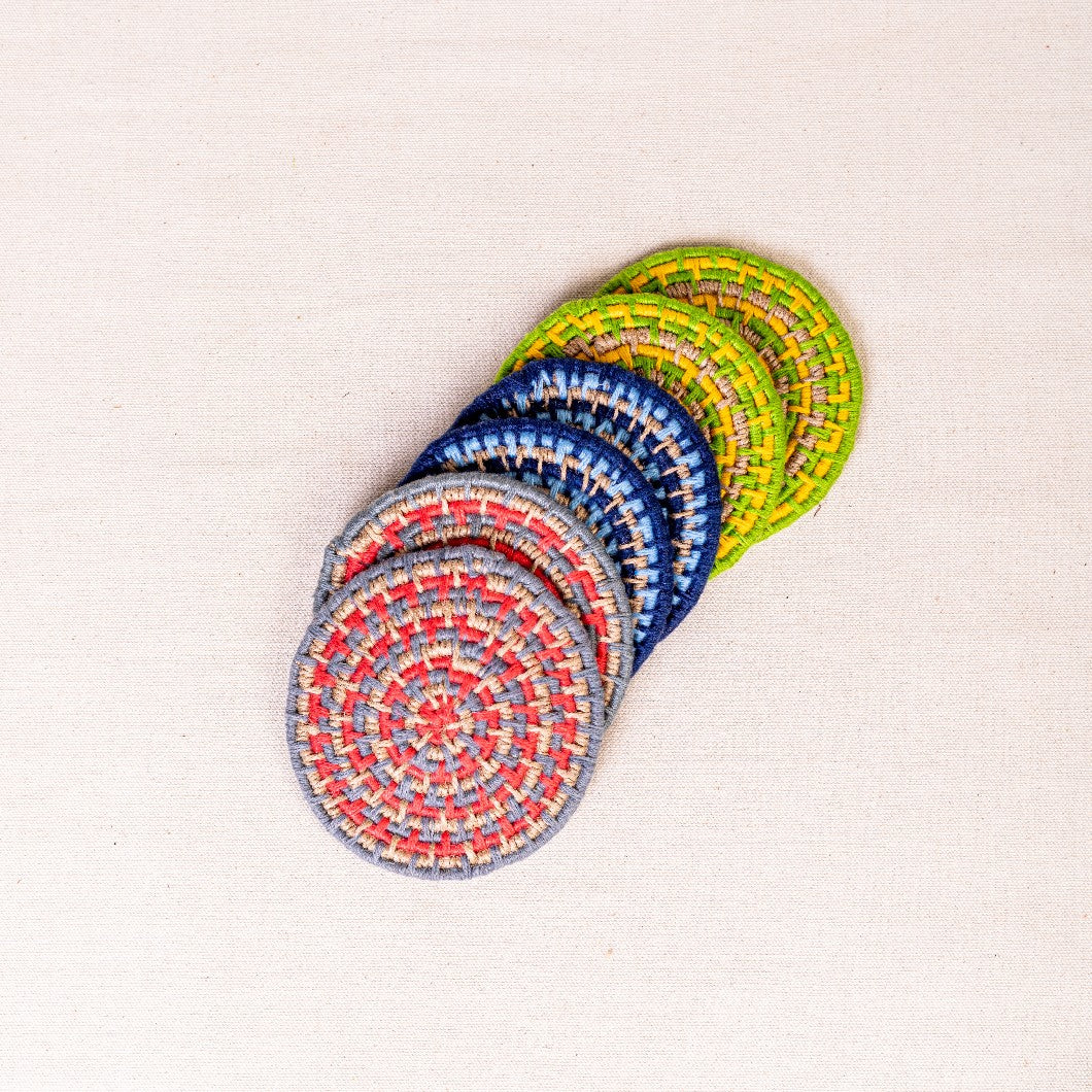 Handwoven Coasters – Set of 6 (Multicolor)