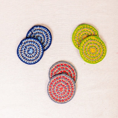 Handwoven Coasters – Set of 6 (Multicolor)