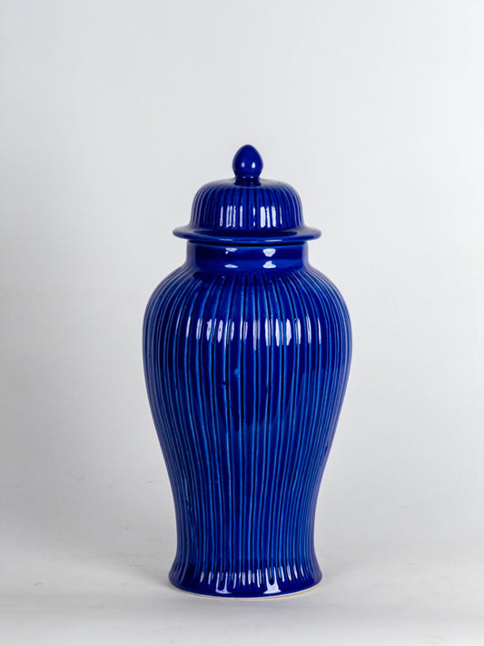 Midnight Blue Fluted Jar