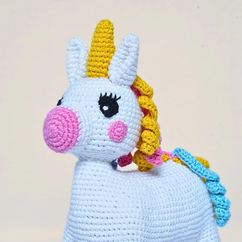 Hand‑Crocheted Multicolor Unicorn Stuff Toy