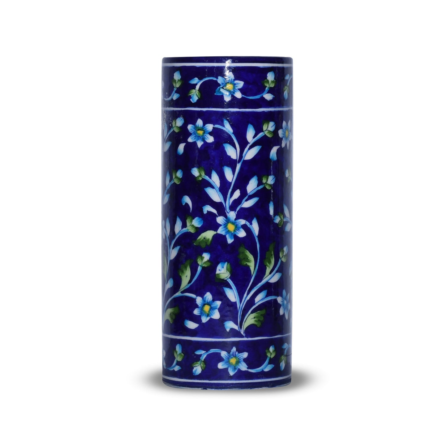 Handcrafted Floral Decorative Vase - Cylindrical Shape
