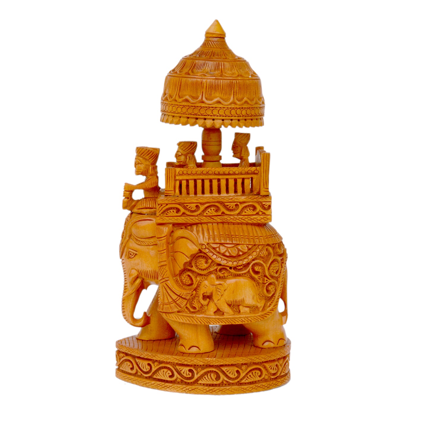 Handcrafted Wooden Elephant with Royal Howdah