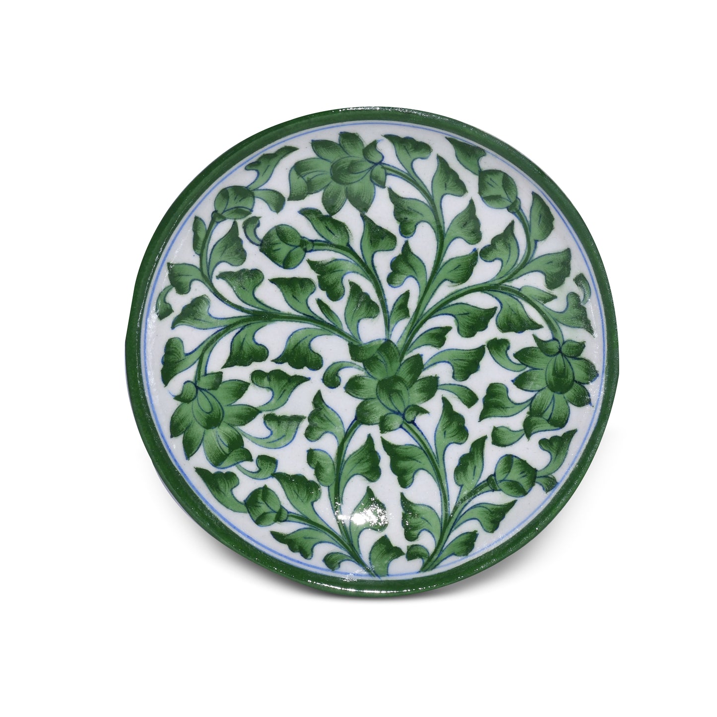 Decorative Plate – Handcrafted Green Floral Design