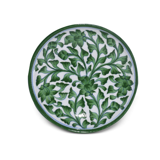 Decorative Plate – Handcrafted Green Floral Design