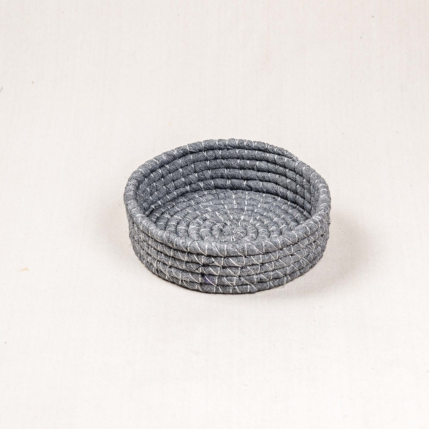 Set of 3 Handwoven Grey Rope Baskets – Multi Size Storage Organizers