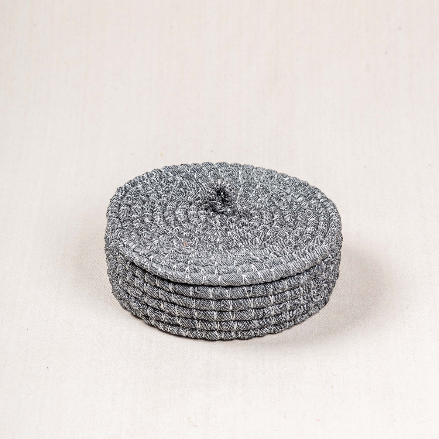 Handwoven Storage Basket with Fabric Lid