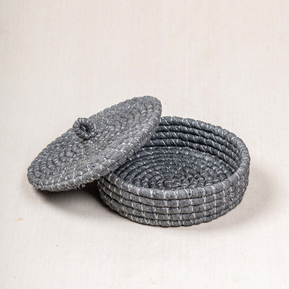 Handwoven Storage Basket with Fabric Lid
