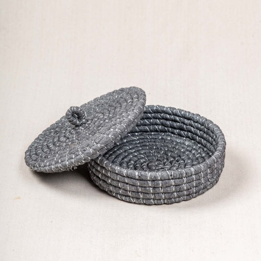Handwoven Storage Basket with Fabric Lid