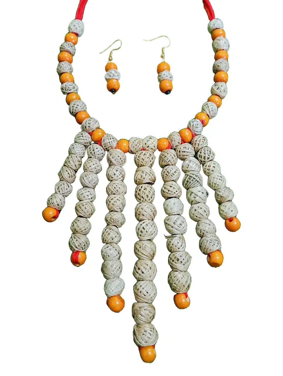 Handcrafted Banana Fibre Beaded Necklace Set – Made in Uttar Pradesh, India