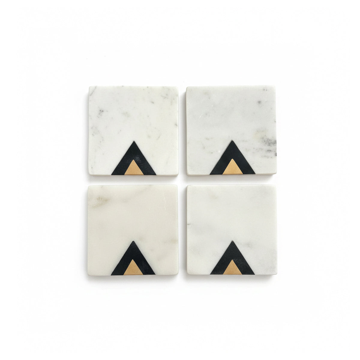 Handcrafted Marble Inlay Coasters – Set of 4