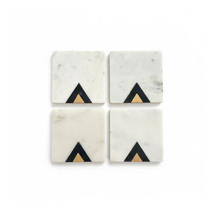 Handcrafted Marble Inlay Coasters – Set of 4