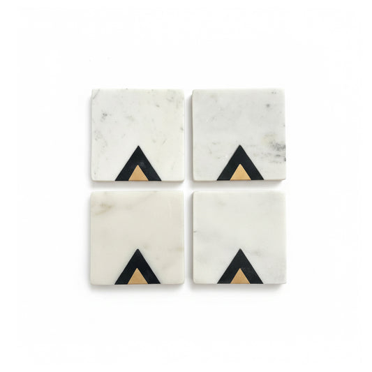 Handcrafted Marble Inlay Coasters – Set of 4