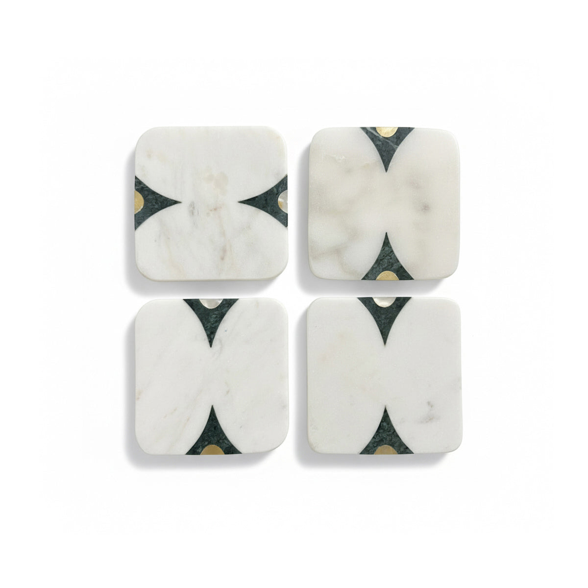 Handcrafted Marble Inlay Coasters – Set of 4