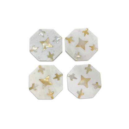 Handcrafted Marble Inlay Coasters – Set of 4