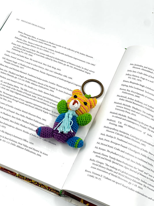 Handmade Crochet Bear Keychain – Multicolor