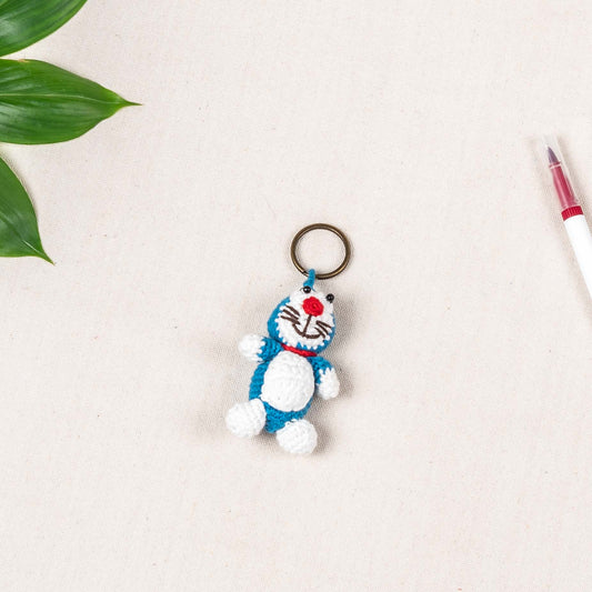 Handmade Crochet Keychain – Doraemon