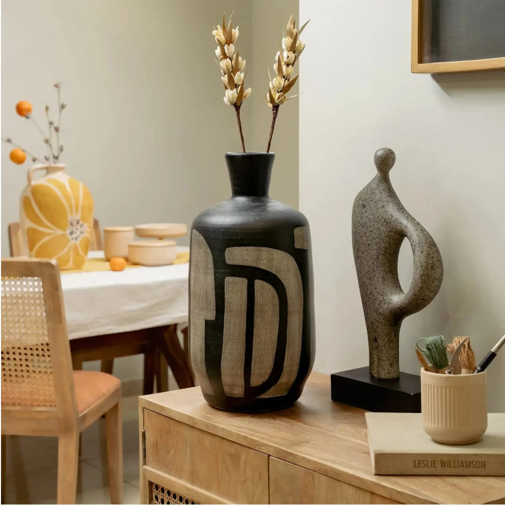Obsidian Glyph Handcrafted Vase - Contemporary Expressions Collection