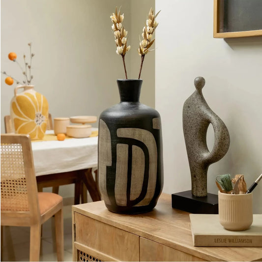 Obsidian Glyph Handcrafted Vase - Contemporary Expressions Collection