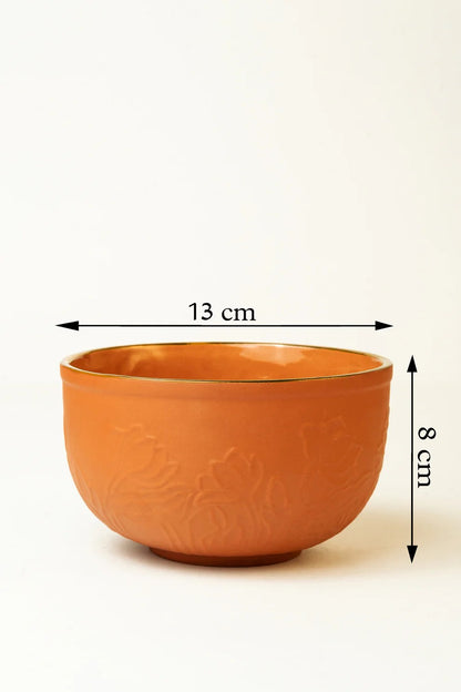 Lotus Motif Terracotta Serving Bowl