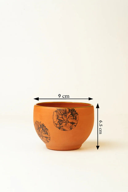 Terracotta Bowl – With Hand-Painted Floral Bloom Design