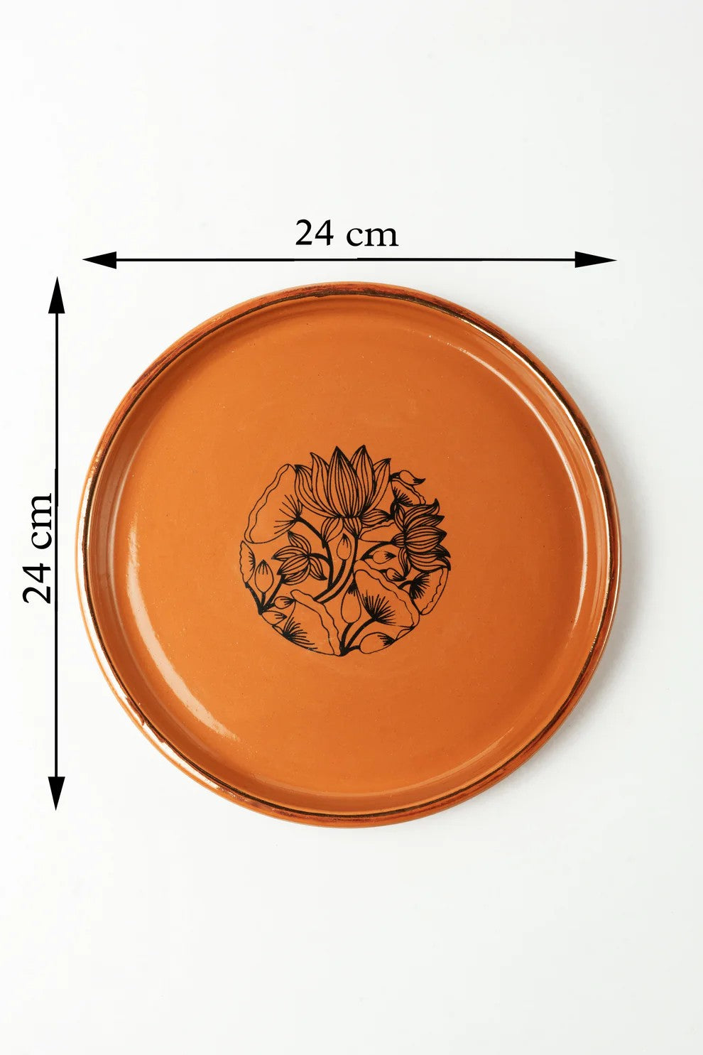 Terracotta Big Plate - With Hand Painted Floral Bloom Design