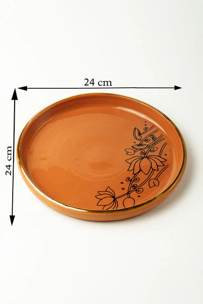 Terracotta Big Plate - With Lotus Motif