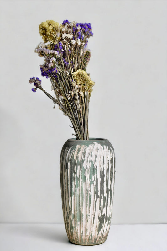 Sage Drift Column Vase - Rustic Artisan Collection